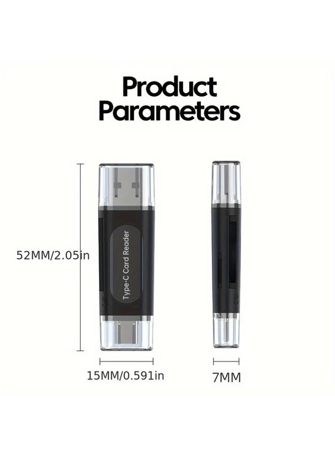 Black USB 2 0 Dual Head Four In One Card Reader High Speed Data Transfer Portable Plug and Play - Image 4
