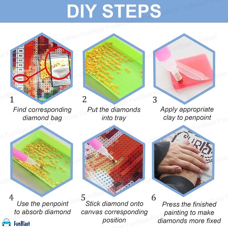 FunBlast 5D Diamond Painting Kit Includes Colourful Diamonds Tools Accessories DIY Art Craft Kit for Kids Adults Suitable for Home Leisure and Wall Decoration Coral Reef 30 X 40 Cm - Image 4