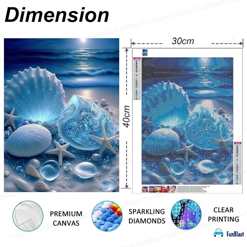 FunBlast 5D Diamond Painting Kit Includes Colourful Diamonds Tools Accessories DIY Art Craft Kit for Kids Adults Suitable for Home Leisure and Wall Decoration Coral Reef 30 X 40 Cm - Image 2