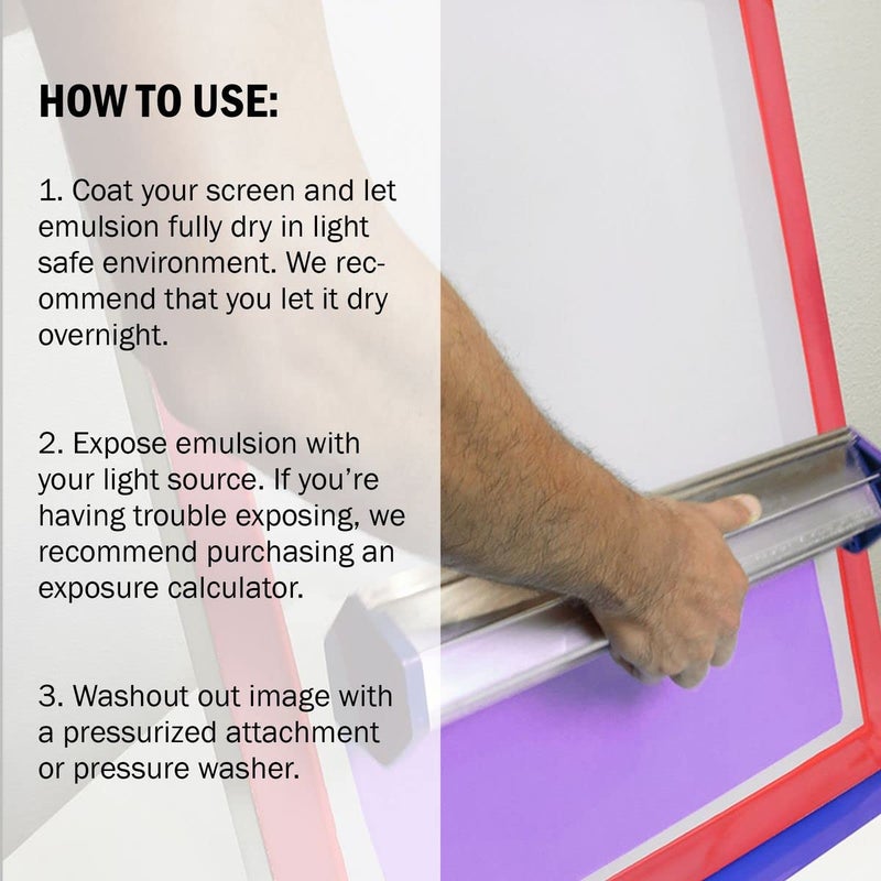 Screen Print Direct إكوتكس® PWR طلاء الطباعة بالشاشة (بنت - 16 أونصة) مستحلب ضوئي مسبق التحسس لشاشات الحرير والأقمشة - لطباعة الشاشة بالحبر البلاستيسول والحبر القائم على الماء، مستلزمات الطباعة بالشاشة - Image 4