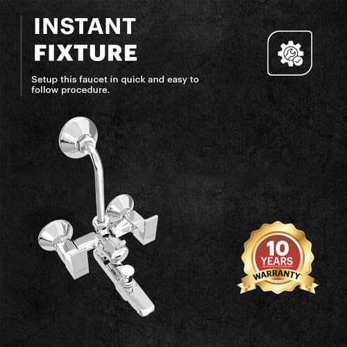 Johnson Bathrooms Johnson Nova Wall Mixer 3 in 1 with Bend Pipe | Space Saving and Durable| Versatile and Sleek Design| Faucet for Kitchens and Bathrooms| Provision for Hot & Cold Water| 10 Years Warranty - Image 2