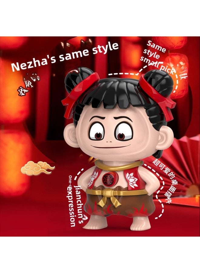 لعبة Nezha لتغيير الوجه، Devil Boy Nao Hai Press، دمية تغيير الوجه، سلسلة مفاتيح قلادة دمية ديكور لعبة إبداعية - اللون: Guochao Doll Sichuan Opera Face Changing - الارتفاع: يصبح الوجه أصغر - Image 4