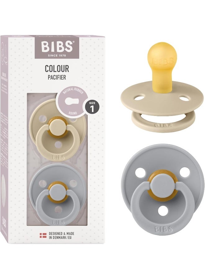 Bibs Colour Collection Pacifiers, Natural Rubber Baby Pacifier, Set of 2 BPA Free Pacifiers, Made in Denmark, 0+ Months (Pack of 2), Vanilla/Cloud - Image 1