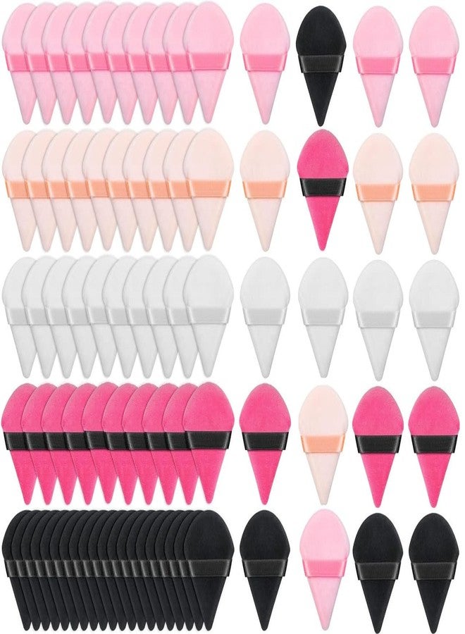 SUNISA 80 Pieces Triangle Cosmetic Loose Powder Puffs Washable Reusable Soft Plush Foundation Sponge for Face Body Wet Dry Makeup Tool- Multicolor Pack of 80 - Image 1