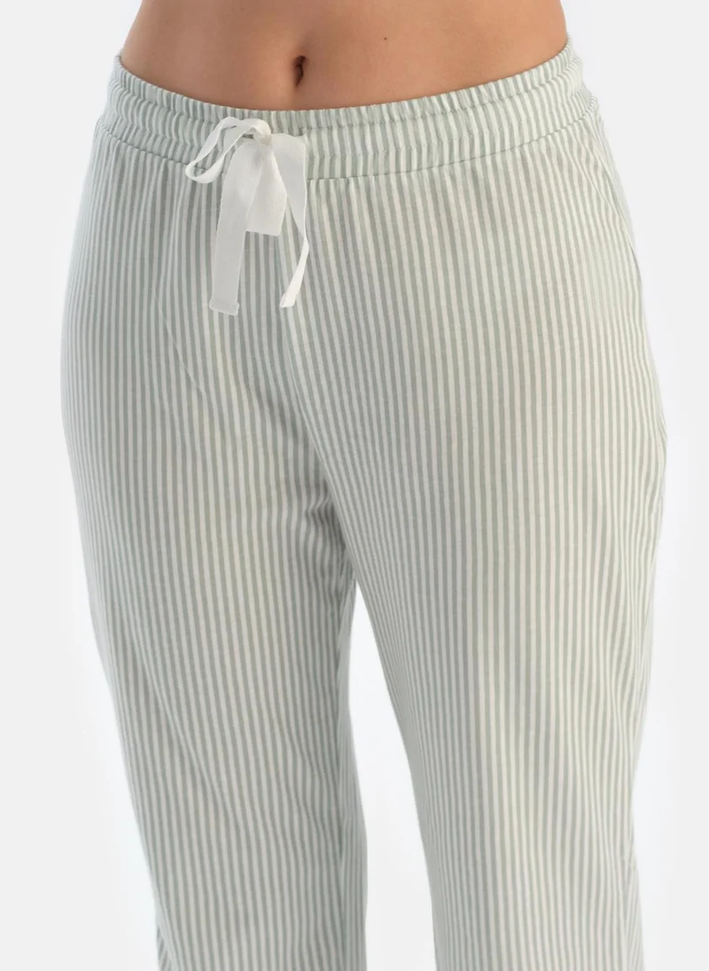 dagi Striped Shirt & Trousers Pajama Set Spread Collar Supreme Mid Rise Sleepwear
