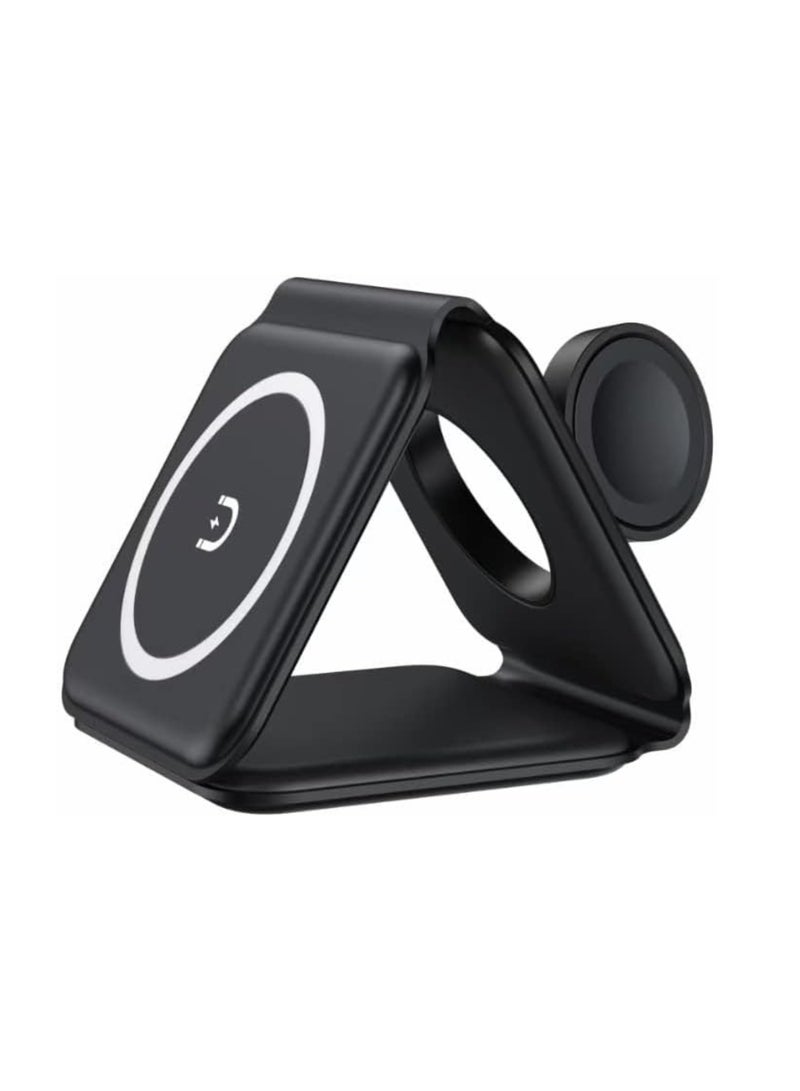 3 in 1 Wireless Charger Foldable Pad, 15W Fast Magnetic All in One Travel Charging Station with Magsafe for iPhone 16/15/14/13/12/ Series for iWatch 8 7 6 5 4 3 2 SE, and Airbuds - Image 4