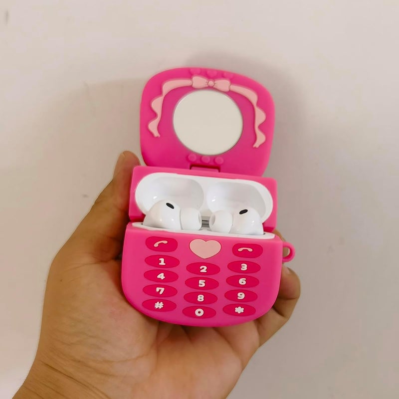 Cute Case for AirPods Pro 3 Case Cover 2025 with Cleaner kit,Airpods Pro 3 Cases Women Anti-Drop Silicone iPods Pro 3 Earbuds Charging Cases Girl Keychain for Airpods Pro 3rd Generation (Retro Phone) - Image 3