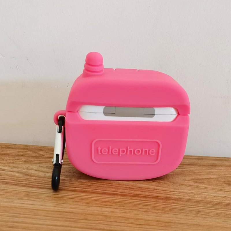 Cute Case for AirPods Pro 3 Case Cover 2025 with Cleaner kit,Airpods Pro 3 Cases Women Anti-Drop Silicone iPods Pro 3 Earbuds Charging Cases Girl Keychain for Airpods Pro 3rd Generation (Retro Phone) - Image 5