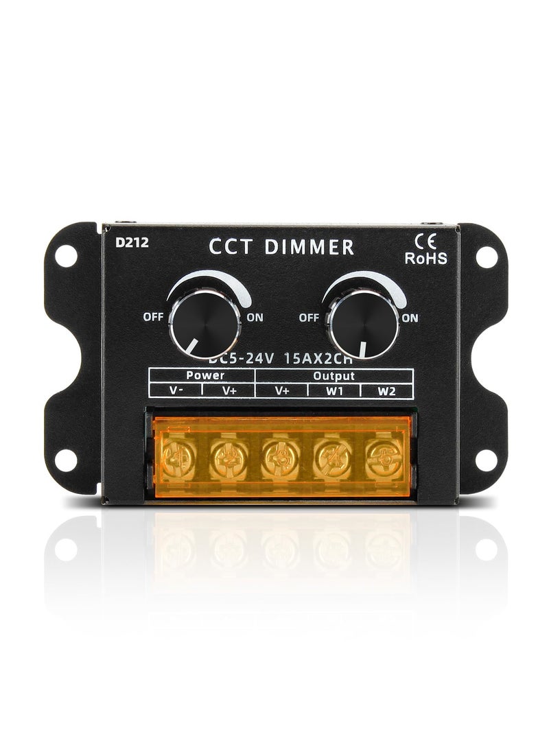سيوسي DC 5V-24V 30A LED مقبض مزدوج باهتة، وحدة تحكم بتعتيم PWM، باهتة درجة حرارة اللون المزدوج مع مفاتيح إيقاف التشغيل، قابلة للتعديل لـ CCT وقناة واحدة 5050 3528 شرائط إضاءة، التحكم في السطوع  - Image 1