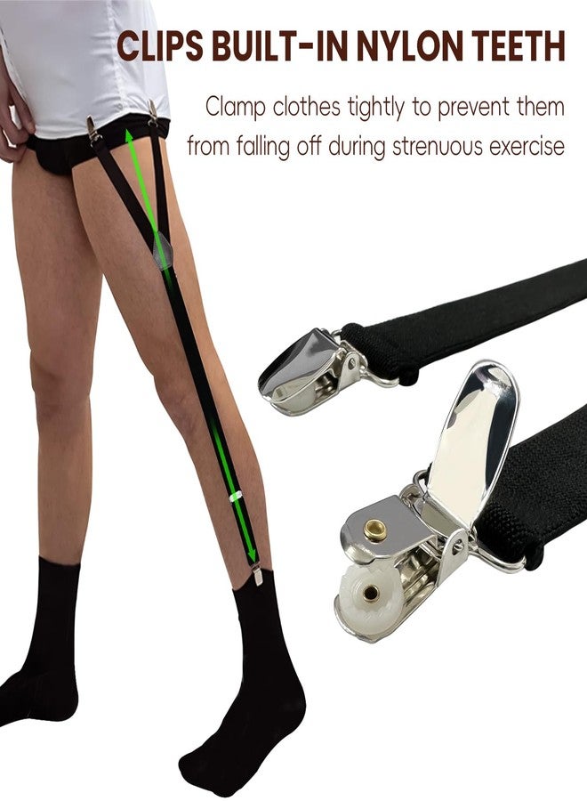 Linemoon Shirt Stays for Men Adjustable Elastic Dress Shirt Garters Holder Straps with Non-slip Clips (1 Pair, Black) - Image 4