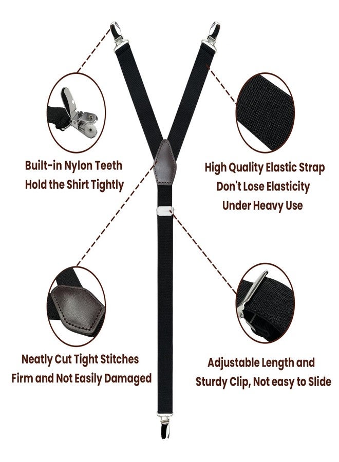Linemoon Shirt Stays for Men Adjustable Elastic Dress Shirt Garters Holder Straps with Non-slip Clips (1 Pair, Black) - Image 3