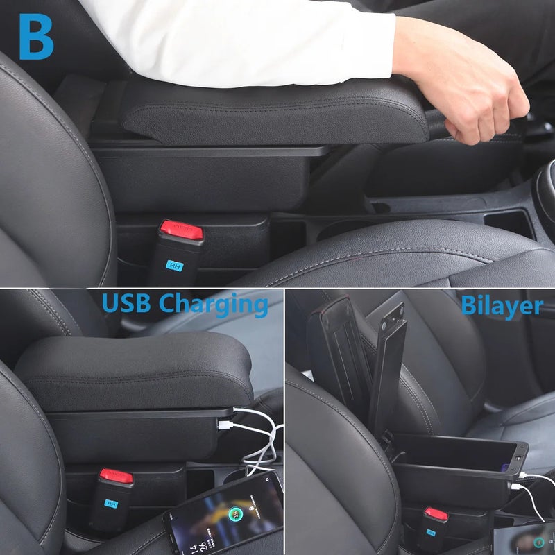 إيبيزا 6J 1 59جال صندوق تخزين مسند ذراع السيارة أسود أحمر 3USB راتنج ABS منظم وحدة التحكم - Image 5