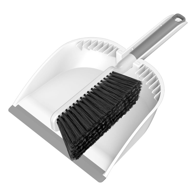 SetSail Small Dustpan and Brush Set Nesting SnapOn Handheld Broom and Dust Pan with Teeth Portable Broom and Dustpan Set Suitable for Desktop Pets Care Sofa Camping White - Image 2