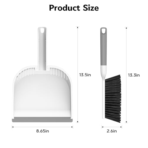 SetSail Small Dustpan and Brush Set Nesting SnapOn Handheld Broom and Dust Pan with Teeth Portable Broom and Dustpan Set Suitable for Desktop Pets Care Sofa Camping White - Image 3