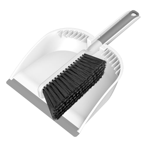 SetSail Small Dustpan and Brush Set Nesting SnapOn Handheld Broom and Dust Pan with Teeth Portable Broom and Dustpan Set Suitable for Desktop Pets Care Sofa Camping White - Image 1