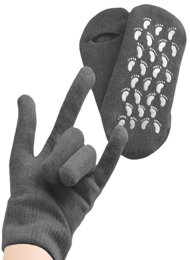 Maharsh Pink Soften Moisturising Spa Comfy Recovery Foot Hand Care Gel Socks and Gloves (Grey) - Image 1