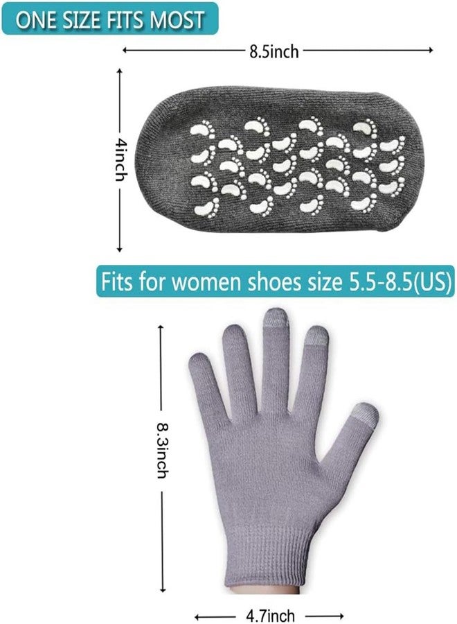 Maharsh Pink Soften Moisturising Spa Comfy Recovery Foot Hand Care Gel Socks and Gloves (Grey) - Image 4