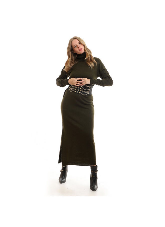 Esla ESLA Knitted Long-Sleeved Top Olive  - Image 1