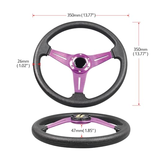 YEHICY Auto Racing Flat Steering Wheel with Purple Spokes 350mm 13.8”6 Bolts Grip Vinyl Leather Universal Simulation Game Steering Wheel For Logitech G29 G920 G923 - Image 4
