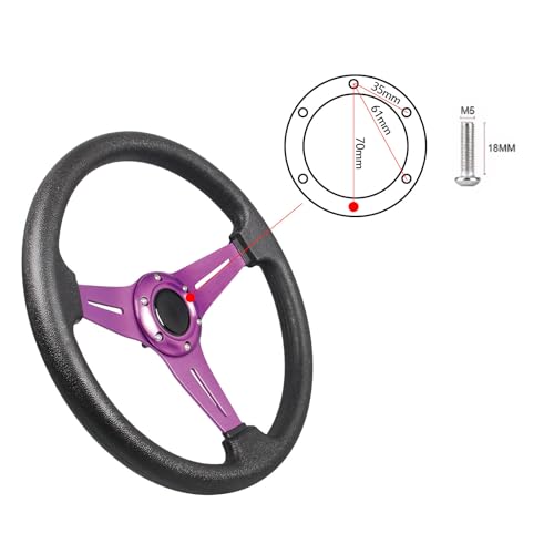 YEHICY Auto Racing Flat Steering Wheel with Purple Spokes 350mm 13.8”6 Bolts Grip Vinyl Leather Universal Simulation Game Steering Wheel For Logitech G29 G920 G923 - Image 3