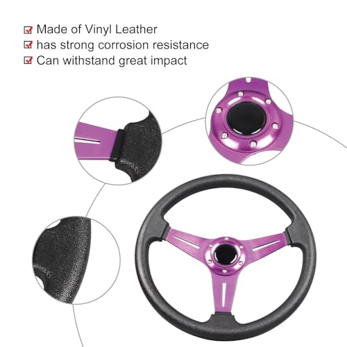 YEHICY Auto Racing Flat Steering Wheel with Purple Spokes 350mm 13.8”6 Bolts Grip Vinyl Leather Universal Simulation Game Steering Wheel For Logitech G29 G920 G923 - Image 5