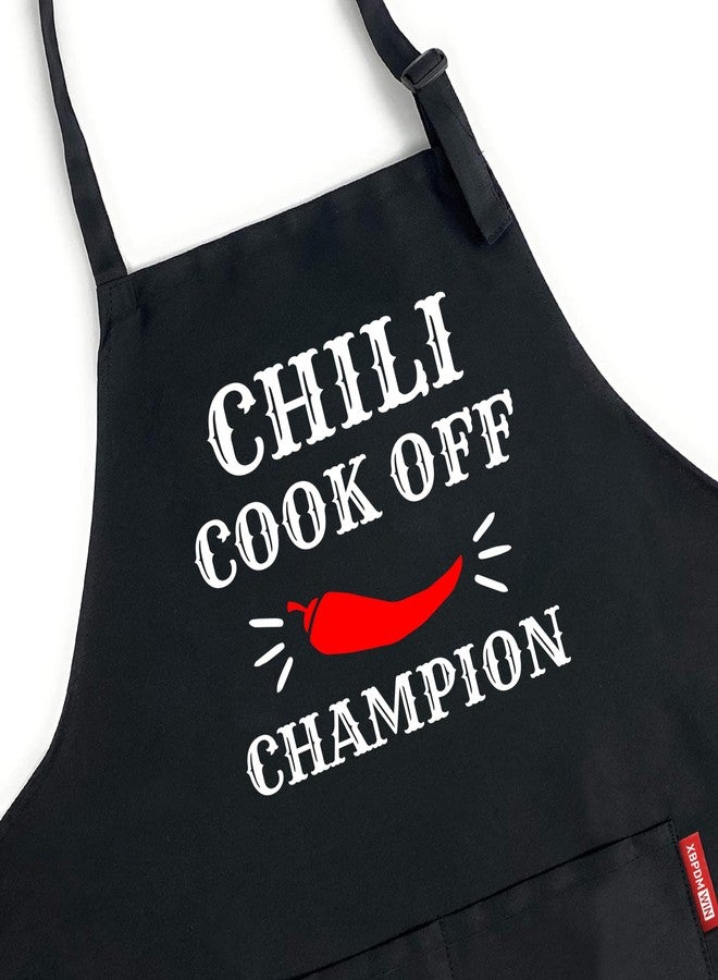 XBPDMWIN Chili Cook off Apron - Black Bib Waterproof Apron for Kitchen Chef Cooking BBQ Baking - Winning Prize Decorations for Champion - Image 2