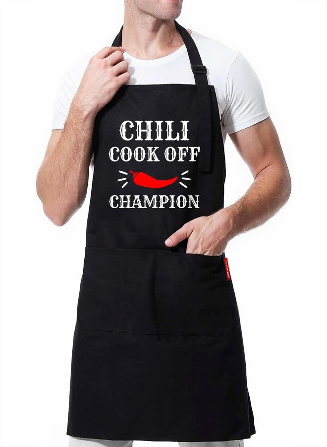 XBPDMWIN Chili Cook off Apron - Black Bib Waterproof Apron for Kitchen Chef Cooking BBQ Baking - Winning Prize Decorations for Champion - Image 1