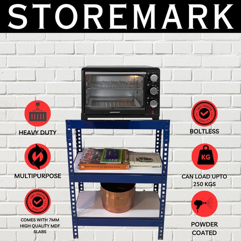 STOREMARK STOREMARK Blue 3Tier Metal RackSize 30X1225X245 Inches Adjustable Engineered Wood Slabs with Powder Coated Body for Home Garrages Offices Kitchen and Industrial Uses  - Image 4