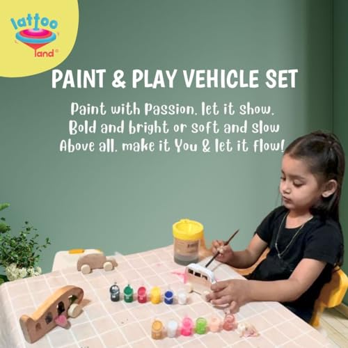 Lattooland Wooden Vehicle set for Kids |Painting Vehicles for Kids - Car, Bus, Aeroplane |Crafts Activity for Imaginative Play|DIY Craft Kit | Birthday Return Gift for Kids 3 4 5 6-year-old boys girls - Image 2