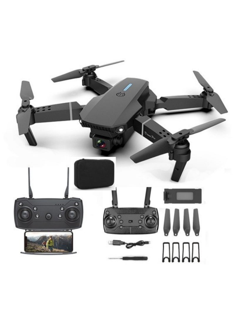 طائرة ريموت كونترول بجهاز كاميرا 4K مع حقيبة تخزين ومجموعة بطاريتين - أسود - Image 1