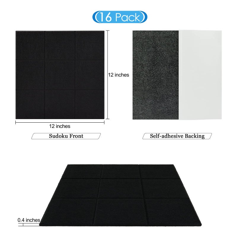 BXI Sound Absorber - 16 Pack Self-adhesive 12 X 12 X 0.4 Inches Acoustic Absorption Panels, Tackable Sound Absorbing Panels for Wall and Ceiling Acoustic Treatment - Image 2