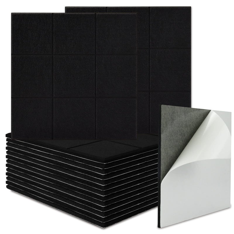 BXI Sound Absorber - 16 Pack Self-adhesive 12 X 12 X 0.4 Inches Acoustic Absorption Panels, Tackable Sound Absorbing Panels for Wall and Ceiling Acoustic Treatment - Image 1