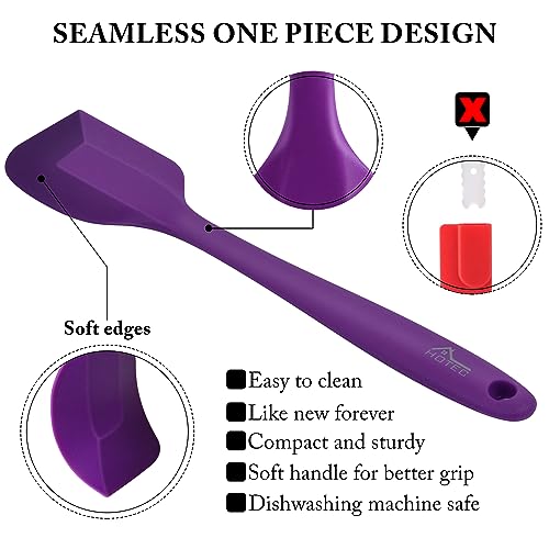 HOTEC 600℉ Heat Resistant BPA-Free Silicone Rubber Spatula Set for Baking, Cooking, and Mixing Non Stick Dishwasher Safe, Purple Set of 5 - Image 5