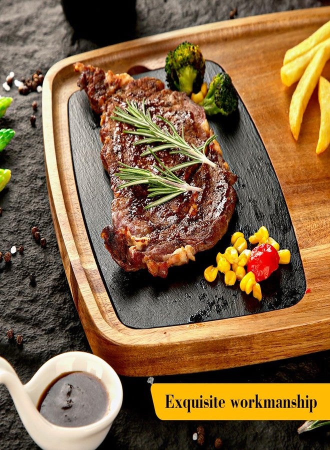 طبق شرائح اللحم من خشب الأكاسيا من LiWiBet، مثالي لتقديم اللحوم والجبن والمقبلات، لوح تقطيع شرائح اللحم، صينية تقديم، طبق مقبلات الجبن، مثالي لحفلات الانتقال إلى منزل جديد، عيد الميلاد، عيد الأم - Image 2