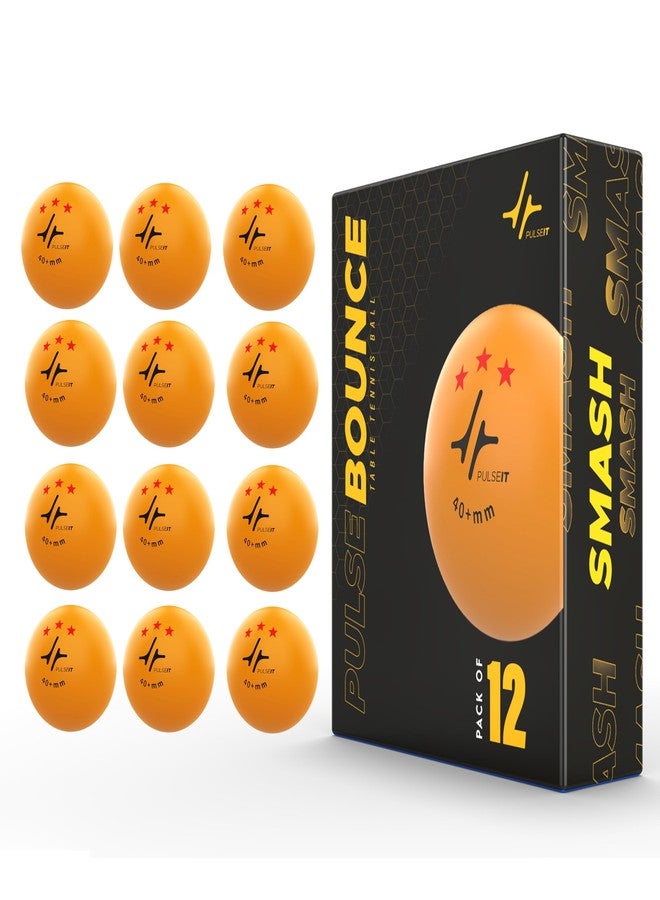 PulseITBounce - High Performance Table Tennis Balls, 40+ for Professional Matches, 3-Star Ping Pong Balls for Kids & Adults Training, Durable ABS Plastic Orange (Pack of 12) - Image 1