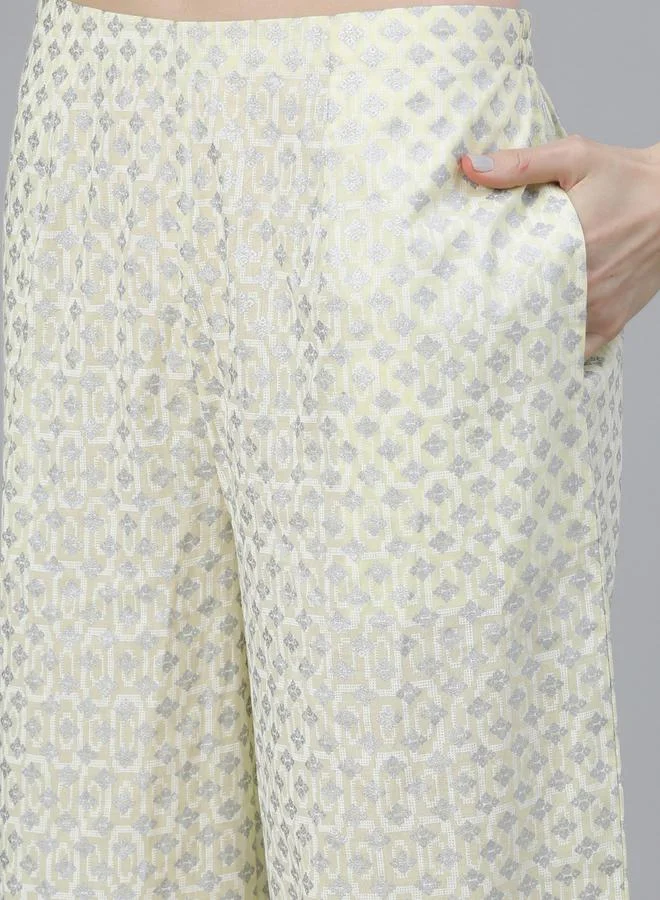 Libas All-Over Print Straight Kurta and Palazzo with Solid Dupatta Set by Styli