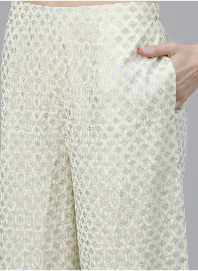 Libas - All-Over Print Straight Kurta and Palazzo with Solid Dupatta Set by Styli - Image 1
