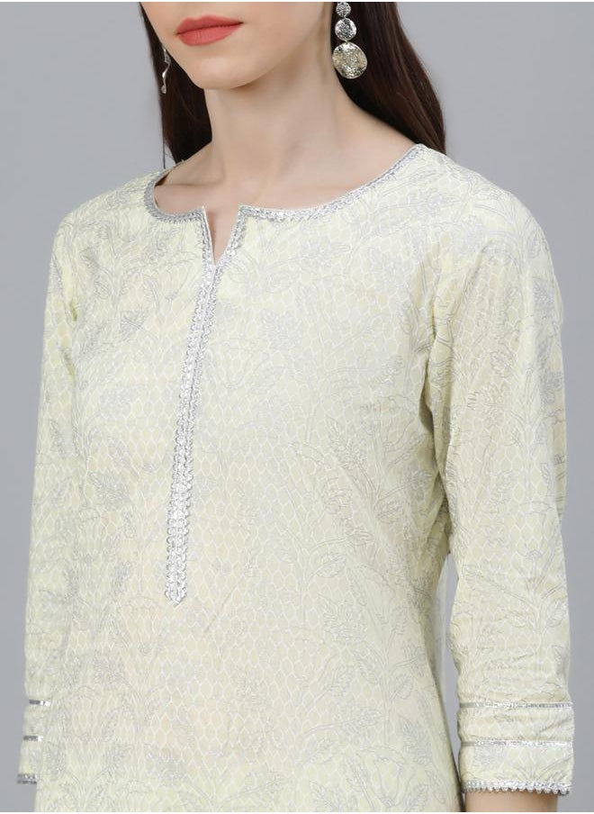 Libas All-Over Print Straight Kurta and Palazzo with Solid Dupatta Set by Styli  - Image 5