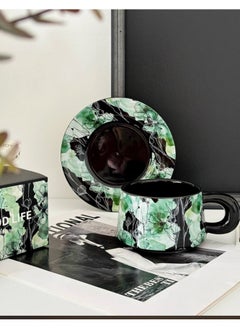 MissTiara Ceramic Coffee Cup and Saucer Set, Vintage Floral Design Porcelain Coffee Cup and Saucer with Gift Box, Hand Crafted Flower Shaped Coffee Cup for Home Office,250 ML Capacity  - Image 5