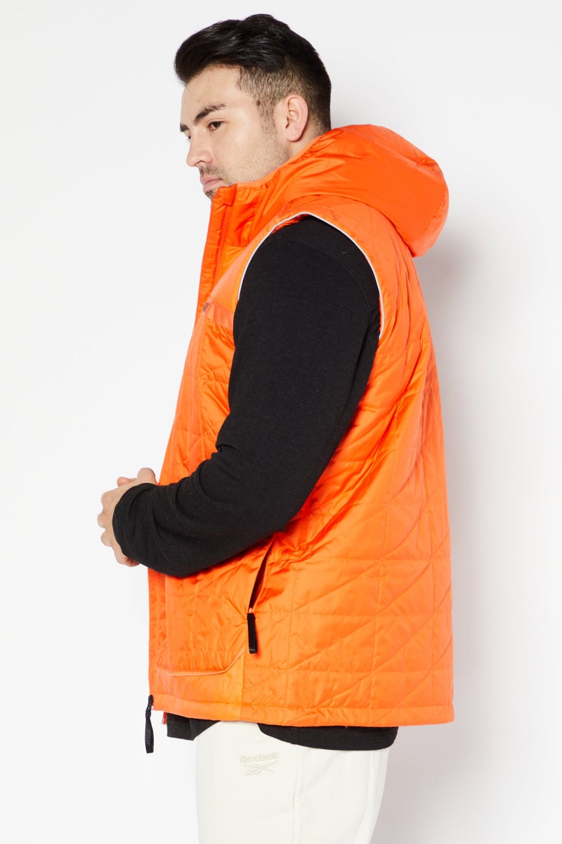 Adidas Men Sportswear Fit Outdoor Printed Vest, Orange - Image 4