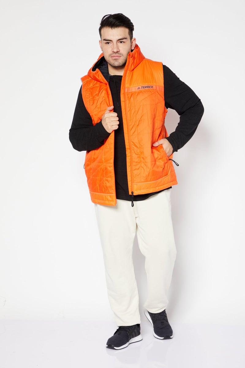Adidas Men Sportswear Fit Outdoor Printed Vest, Orange - Image 2