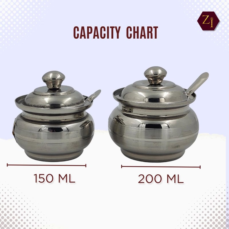 ZESTILO ZESTILO Stainless Steel Ghee Pot || Ghee Dani Butter Container Silver bottom Finish || Ghee Container for Kitchen | Multipurpose Oil Container | (Capacity of 150 ml, 200 ml) - Image 4