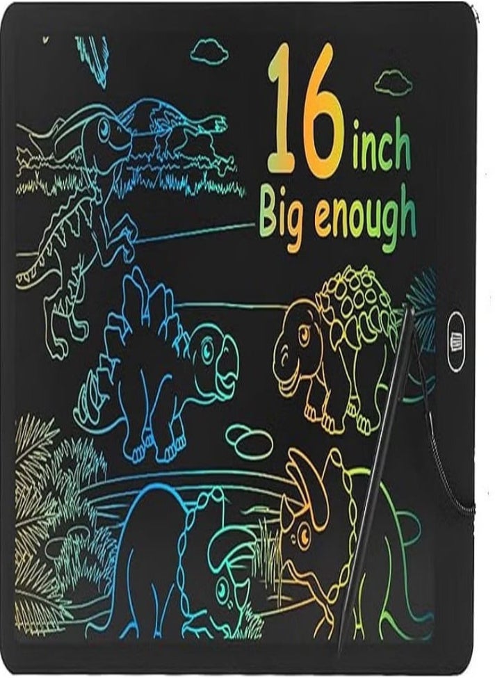 Generic 16-inch LCD writing tablet for kids, a colorful drawing board, reusable and erasable electronic drawing tablet, designed for young children - Black.  - Image 1