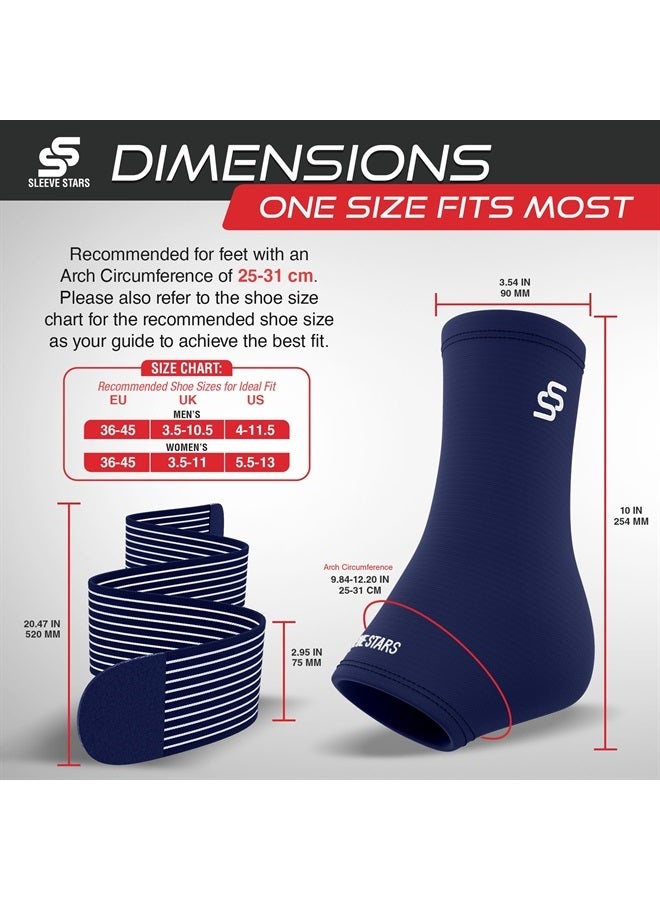 SS SLEEVE STARS Brace for Women And Men, Plantar Fasciitis Relief for Ankle Compression Sleeve With Ankle Support Strap, Heel Wrap for Heel Pain - Pair Navy Blue  - Image 4