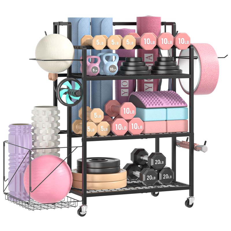 Glocryp Dumbbell Rack, Utility Weight Storage Racks, Home Gym Storage for Dumbbell Setï¼ŒKettlebellsï¼ŒYoga Mat and Workout Equipment - Image 1