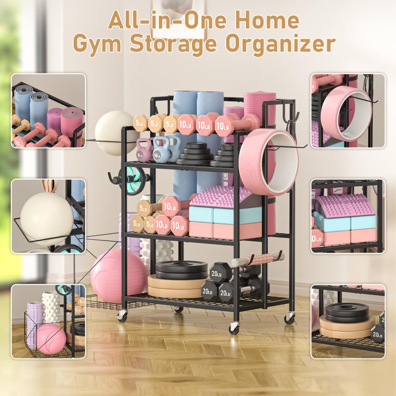 Glocryp Dumbbell Rack, Utility Weight Storage Racks, Home Gym Storage for Dumbbell Setï¼ŒKettlebellsï¼ŒYoga Mat and Workout Equipment - Image 2
