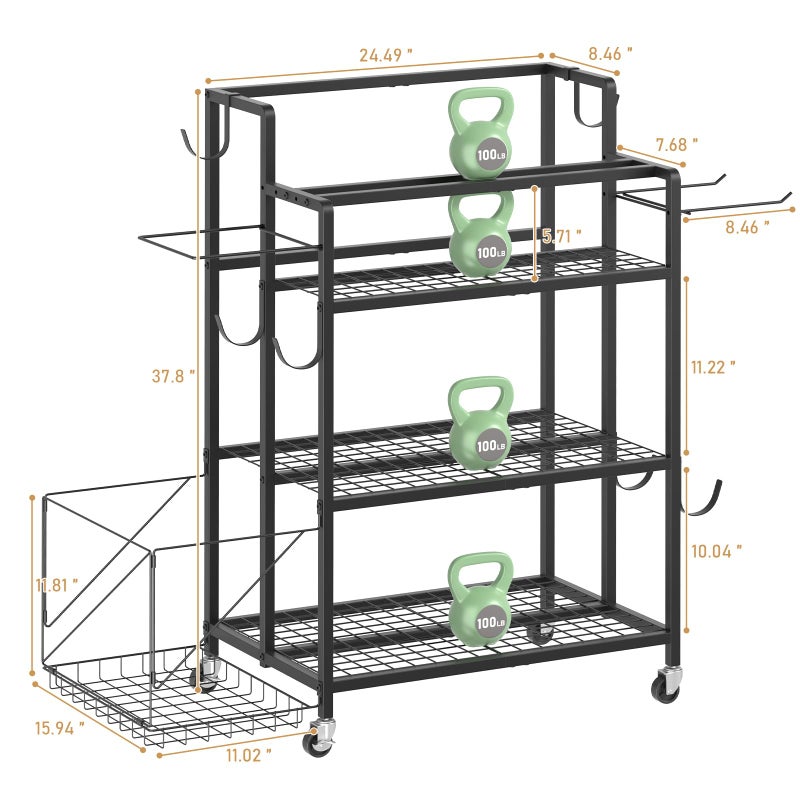 Glocryp Dumbbell Rack, Utility Weight Storage Racks, Home Gym Storage for Dumbbell Setï¼ŒKettlebellsï¼ŒYoga Mat and Workout Equipment - Image 3