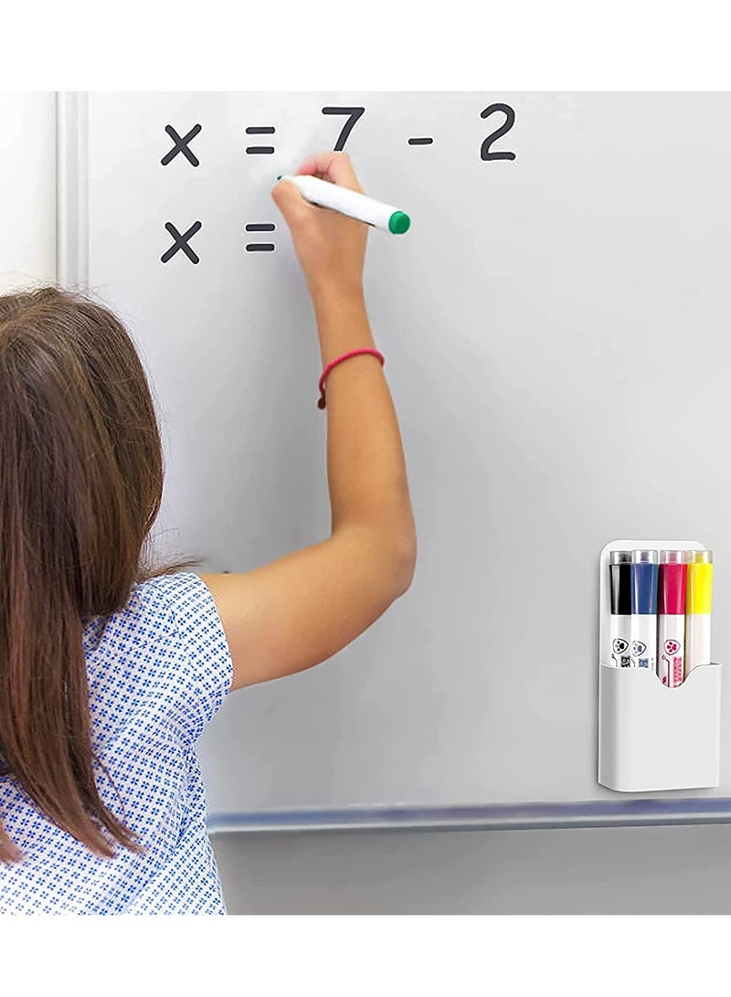 SOLARAE Magnetic Marker Holder, Pen Holder for Whiteboard or Fridge, Magnet Pencil Cup Storage Organizer for School, Office, Home, Locker and Metal Cabinets, 2 Pack (White) - Image 3