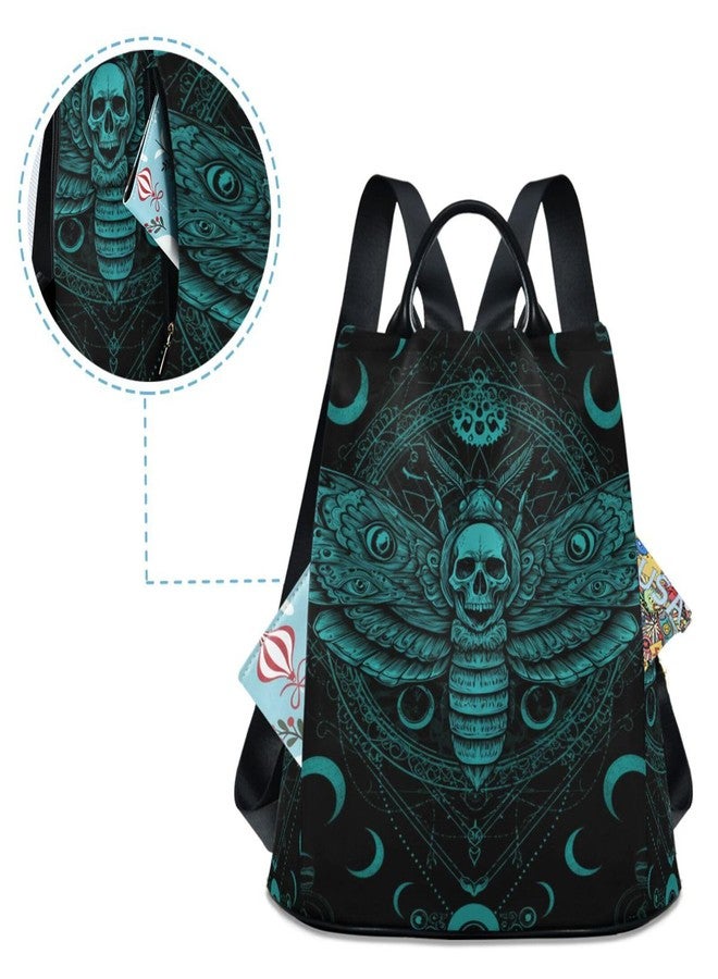 ZOEO Anti Theft Backpack Butterfly Skull Blue Boho Mandala Women Large Fashion Travel Shoulder Bag Purse Rucksack Lightweight - Image 4