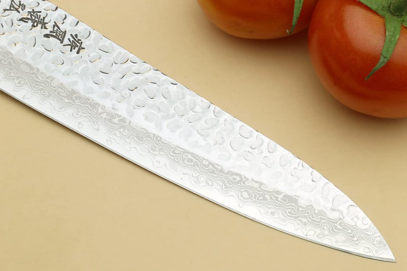 Yoshihiro VG10 46 Layers Hammered Damascus Gyuto Japanese Chefs Knife (Octagonal Ambrosia Handle) (8.25" (210mm) - Image 5